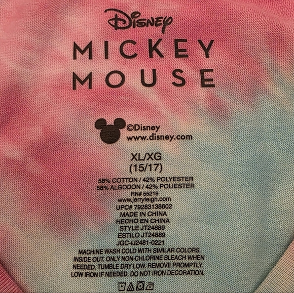 Disney Mickey Mouse Tie-Dye Short Sleeve T-Shirt Junior Size XL (15/17) - Picture 6 of 6